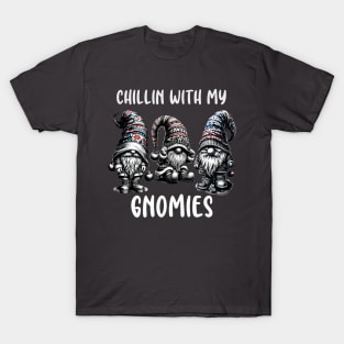 Chillin With My Gnomies Christmas Gnomes Cute Xmas T-Shirt